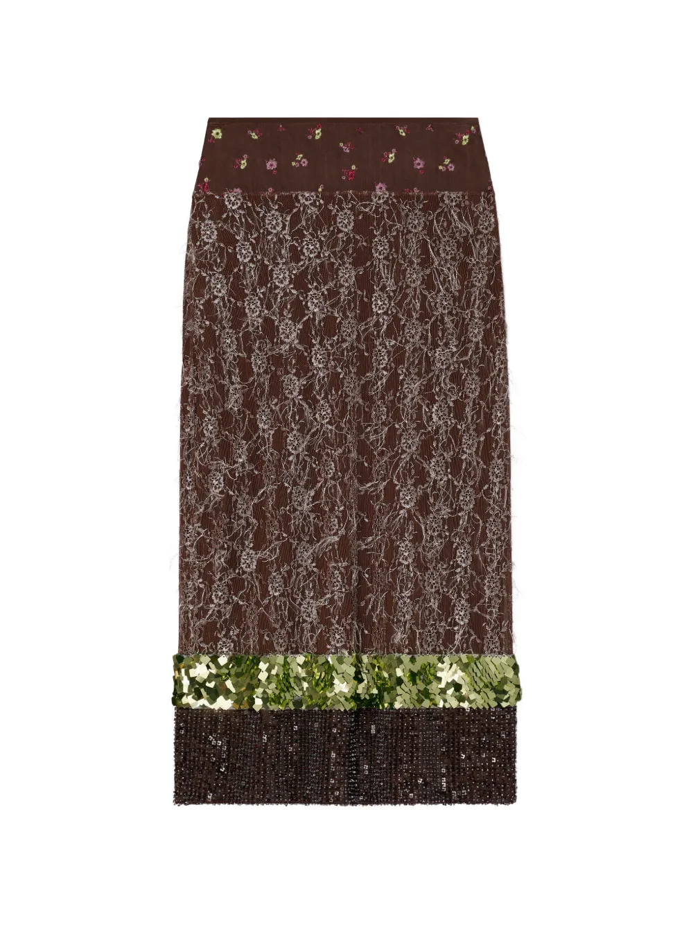 Tory Burch embellished lace skirt - Braun