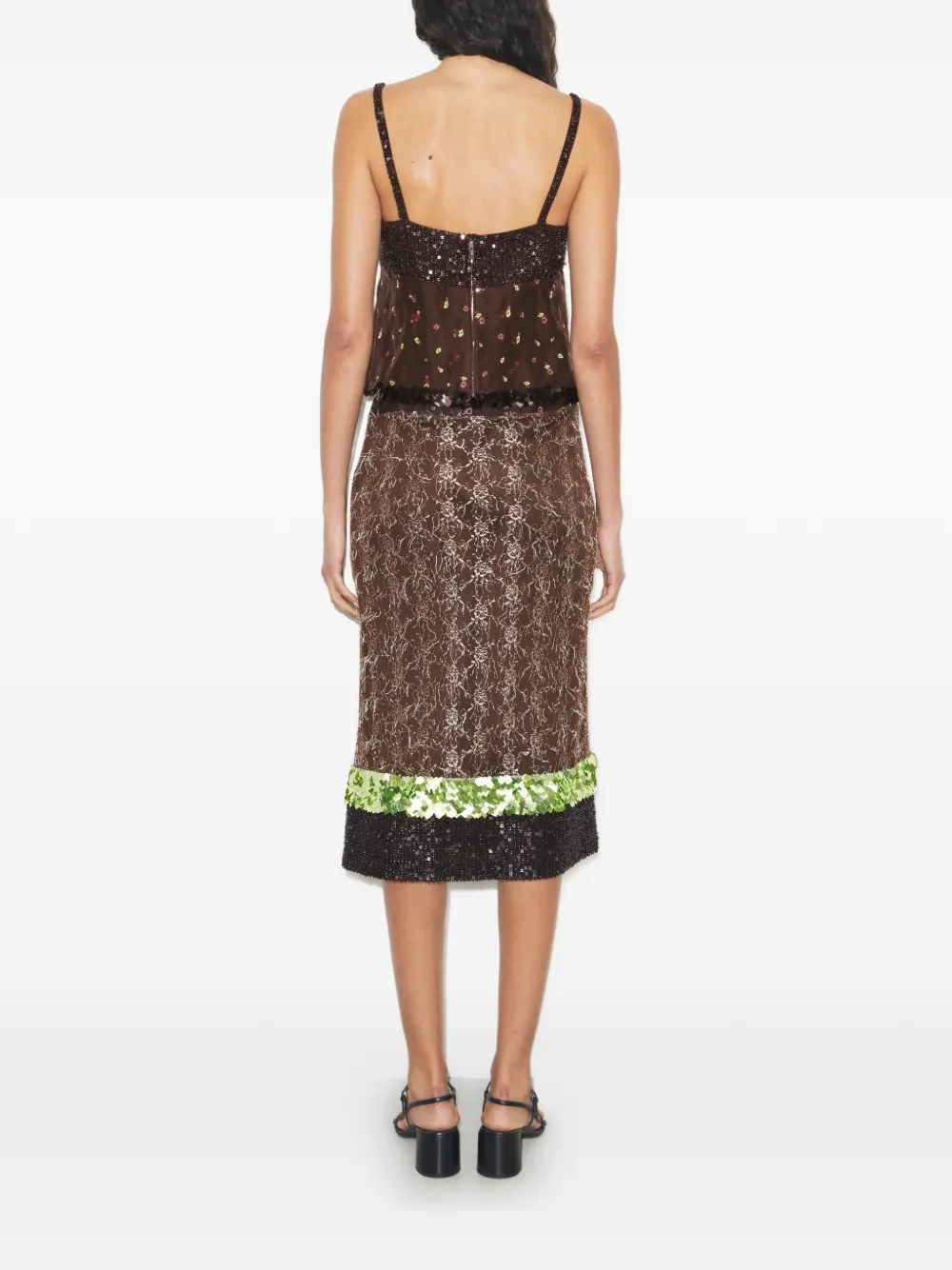  Tory Burch Embellished Lace Skirt - Brown 