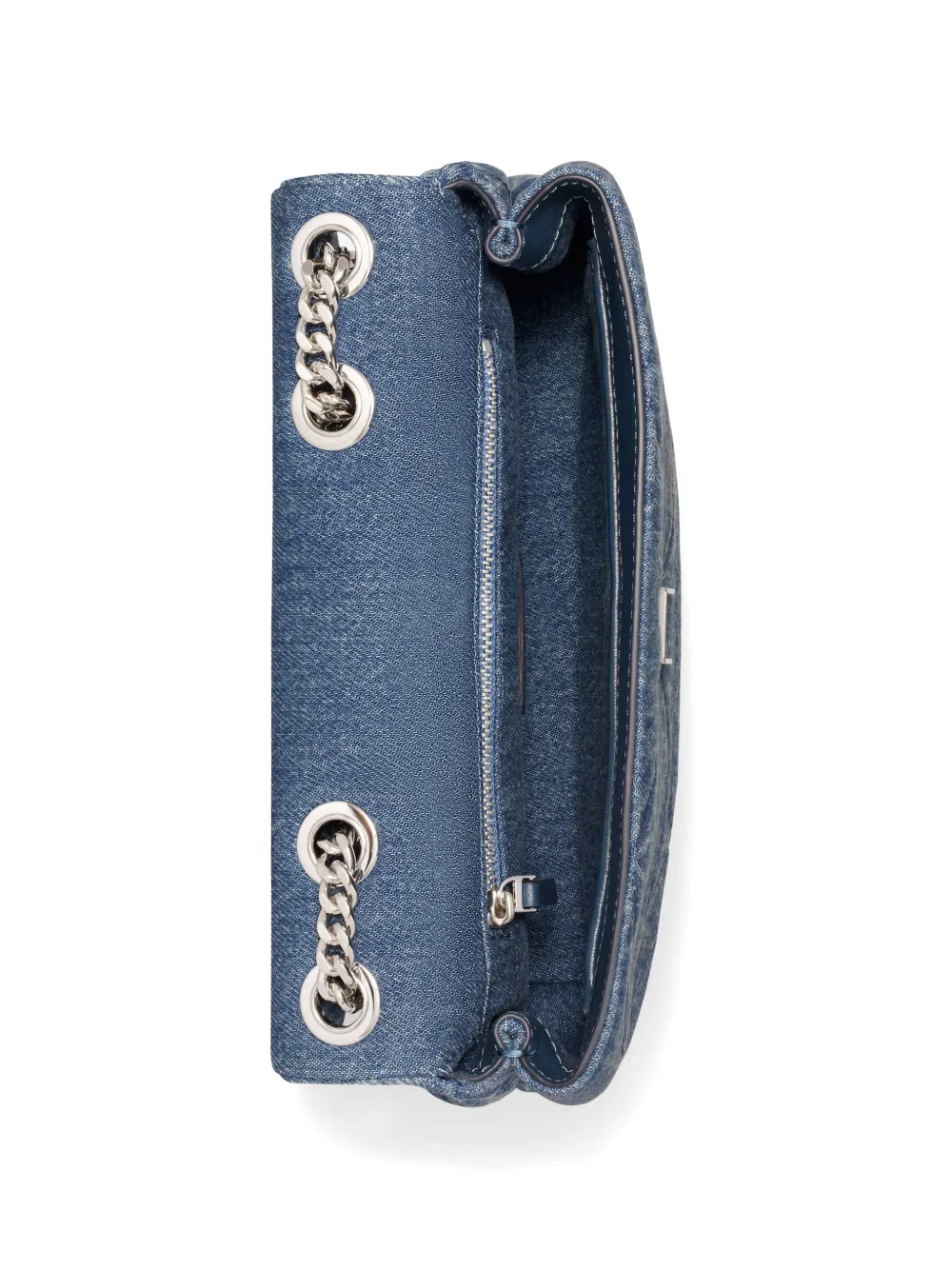 Tory Burch Kleine Kira gewatteerde denim schoudertas met diamant-patroon Blauw