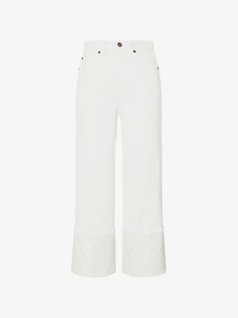 Tory Burch T Monogram contrast cuff cropped jeans