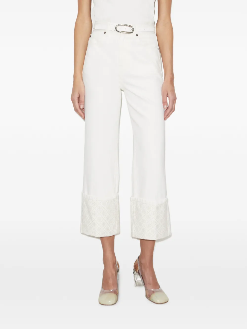 contrast-cuff straight-leg jeans