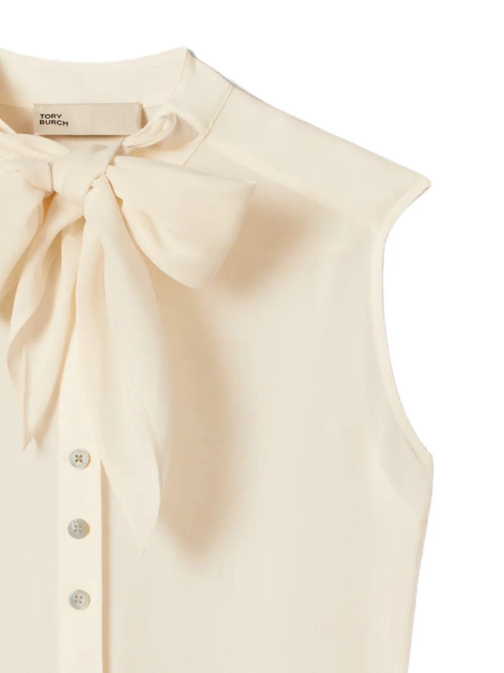Tory Burch Mouwloze blouse met strik Beige
