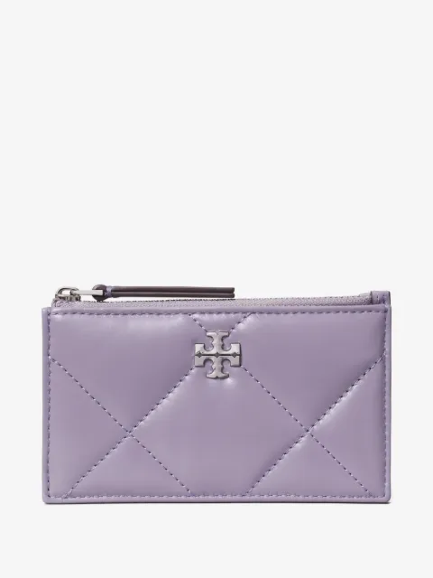 Tory Burch Estuche para tarjetas con cierre y diseño de colcha de diamantes Kira