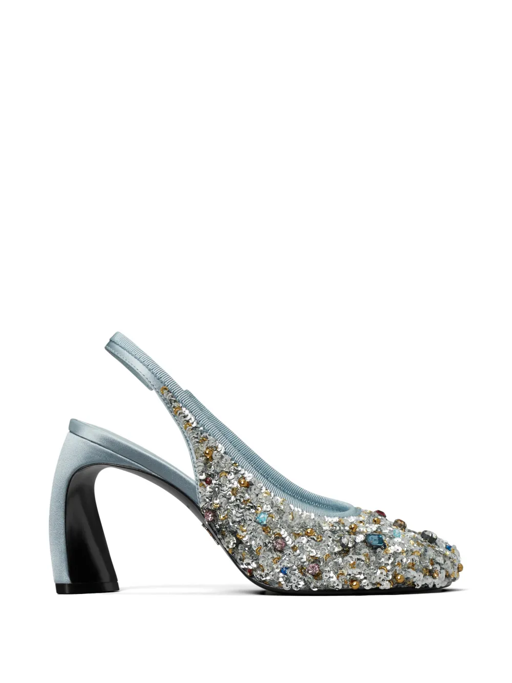 Tory Burch peep-toe embellished slingback pumps Zilver