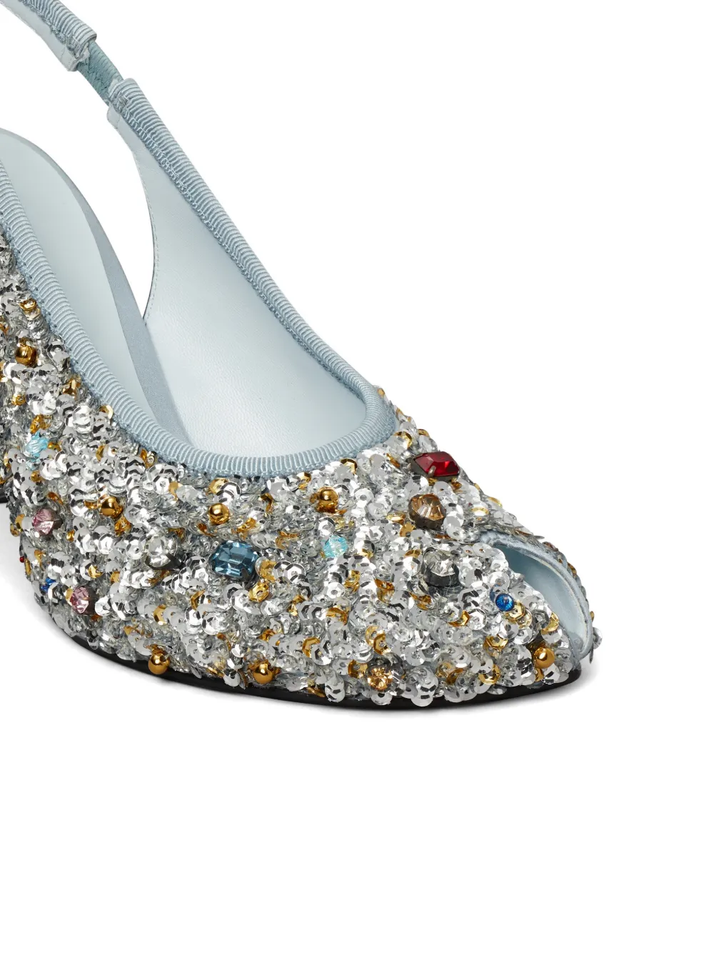 Tory Burch peep-toe embellished slingback pumps Zilver