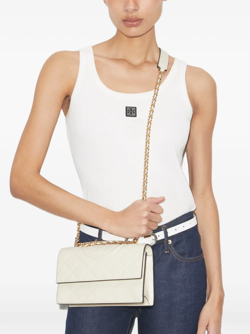 Tory Burch Fleming kleine schoudertas Beige