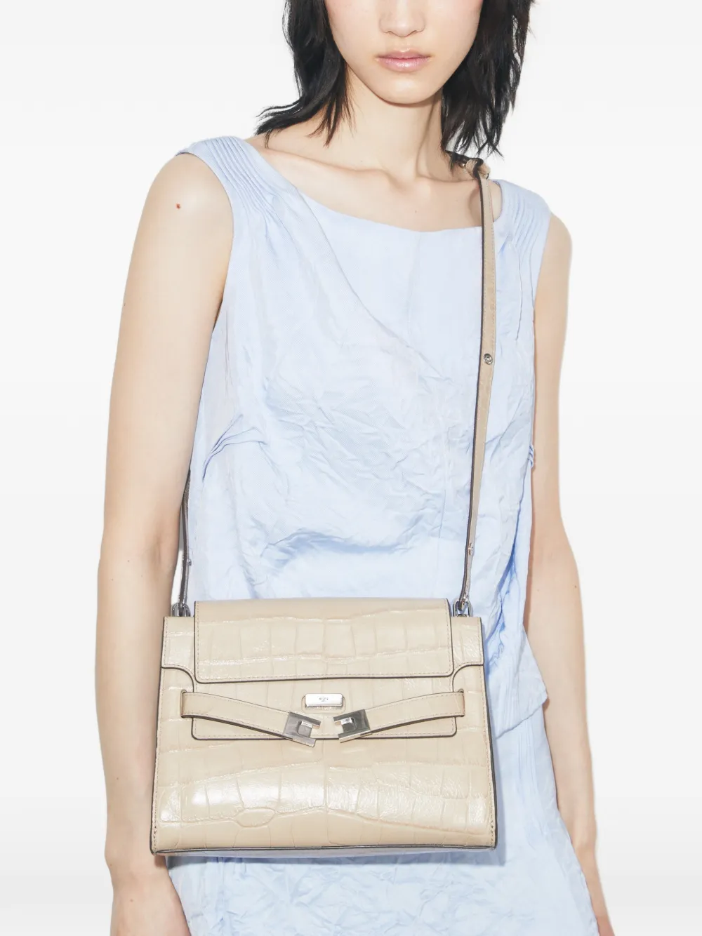  Tory Burch Lee Radziwill Embossed Shoulder Bag - Neutrals 