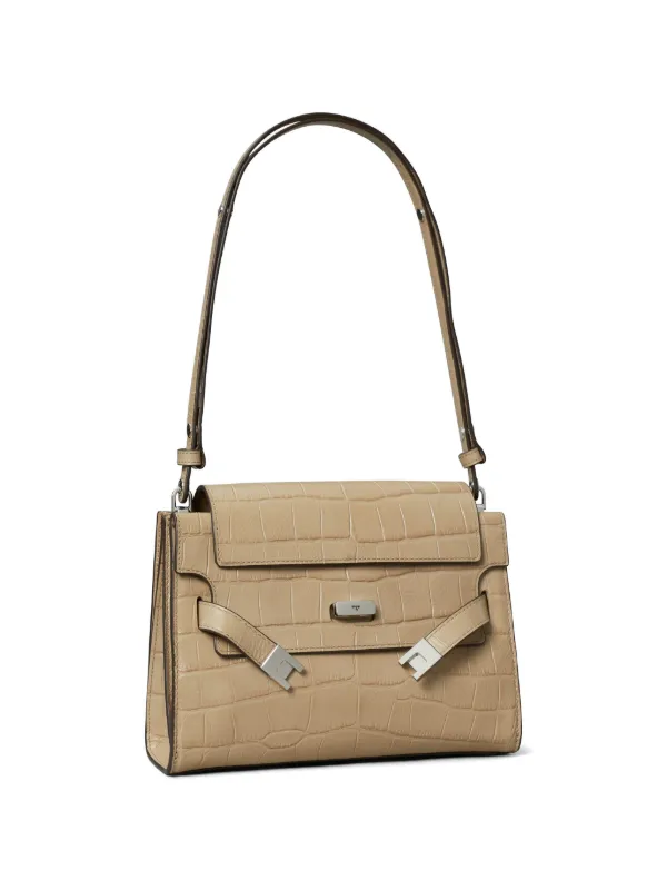 Tory Burch Lee Radziwill Embossed Shoulder Bag | Neutrals | FARFETCH