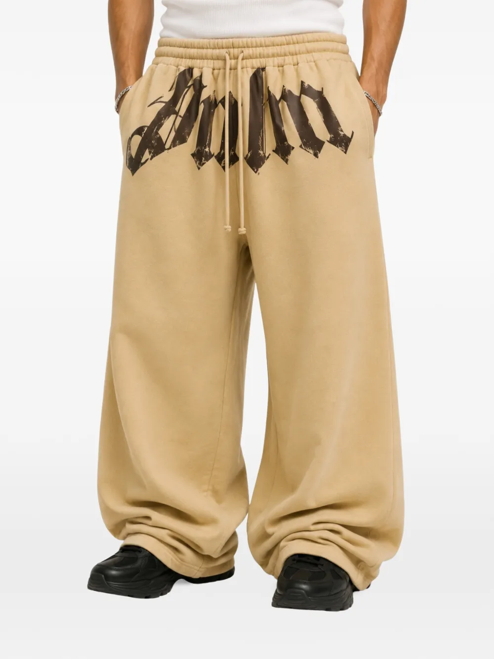 Palm Angels logo-print track pants Beige