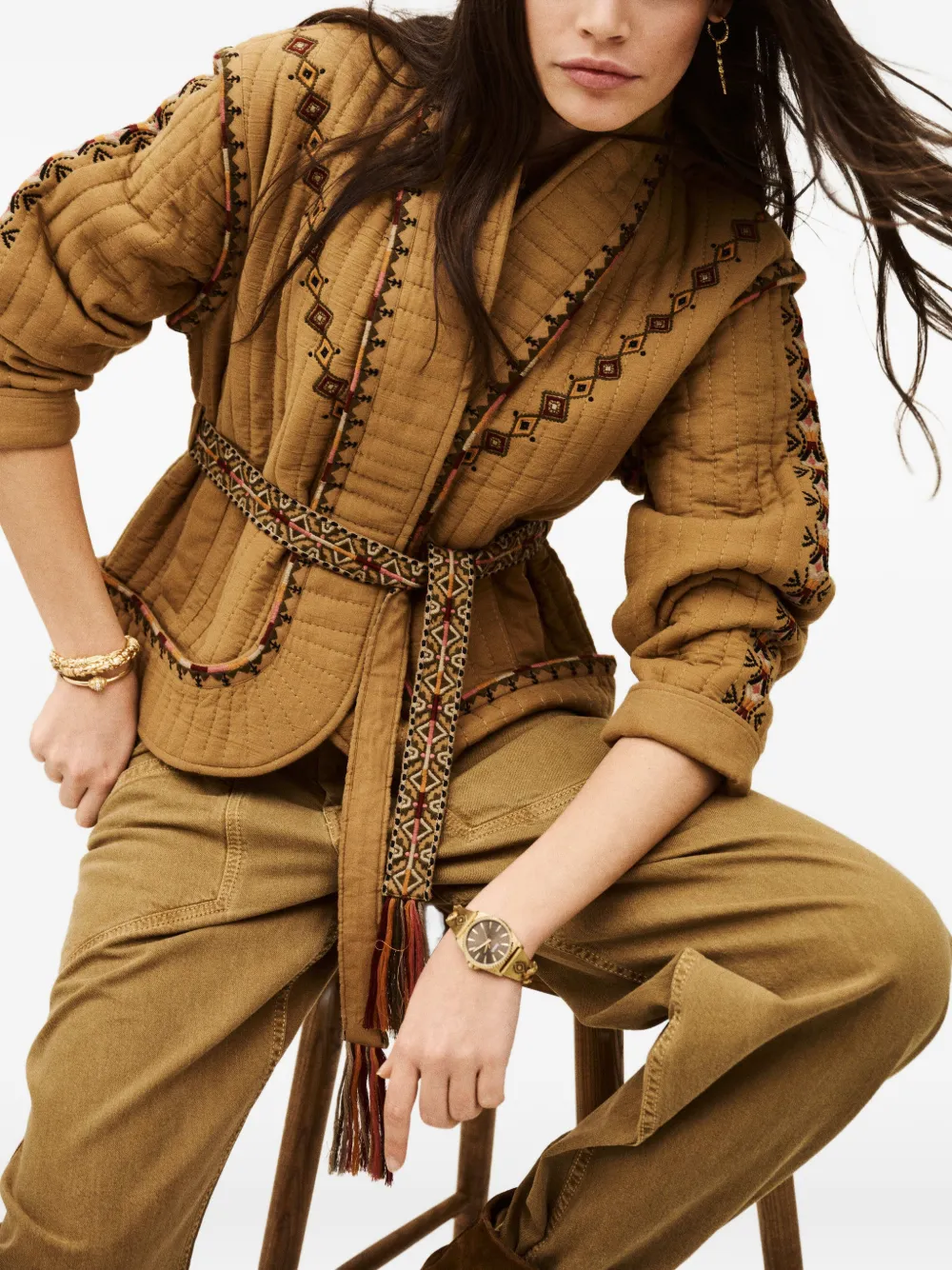 Cocoon Embroidered Quilted Jacket
