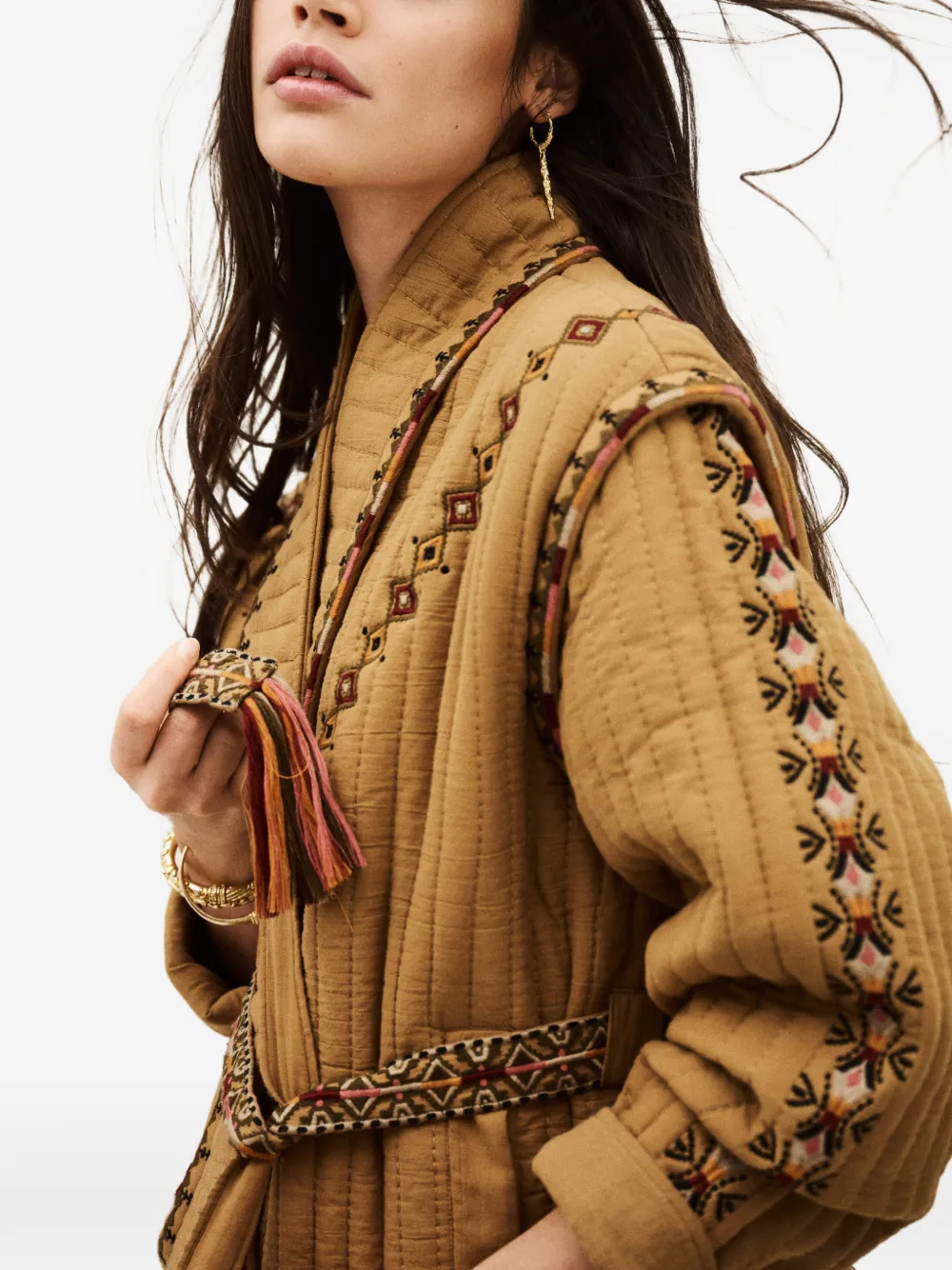 Cocoon Embroidered Quilted Jacket