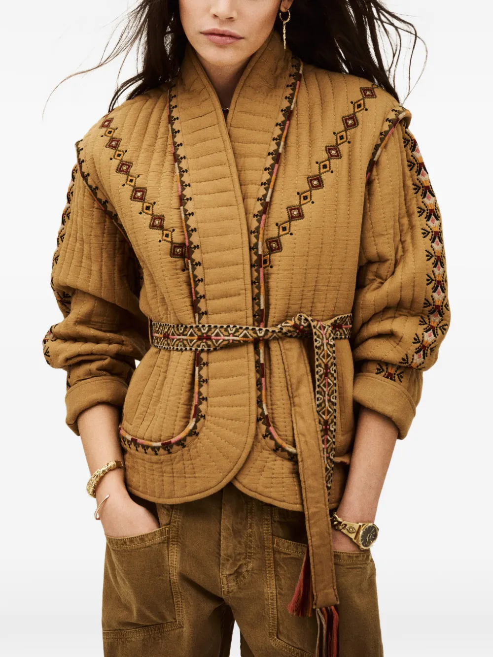 Cocoon Embroidered Quilted Jacket