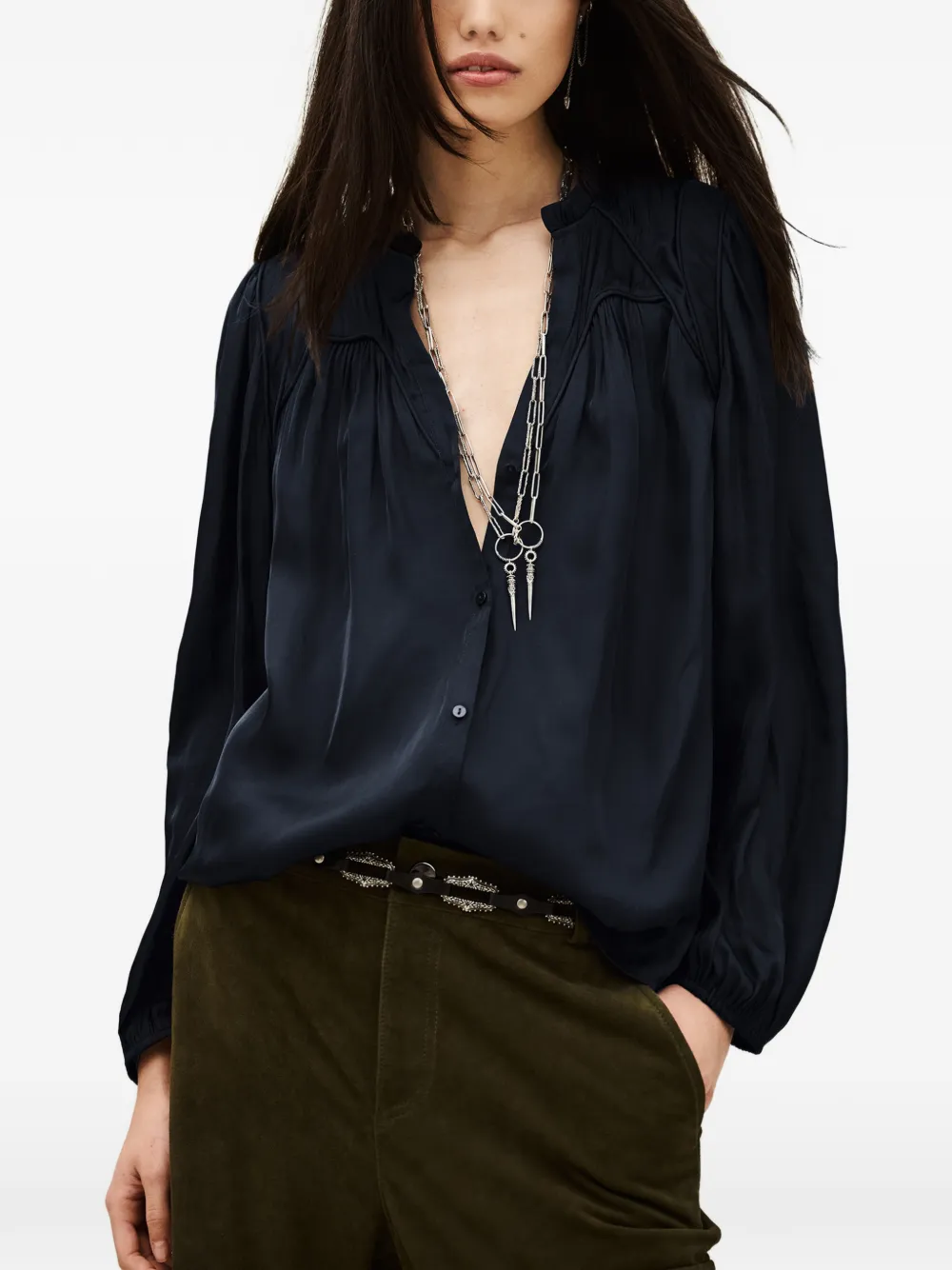  Ba&sh Cesira Gathered Blouse - Blue 