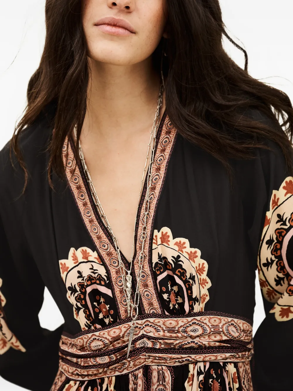Ba&Sh Vera jurk met V-hals en print Zwart