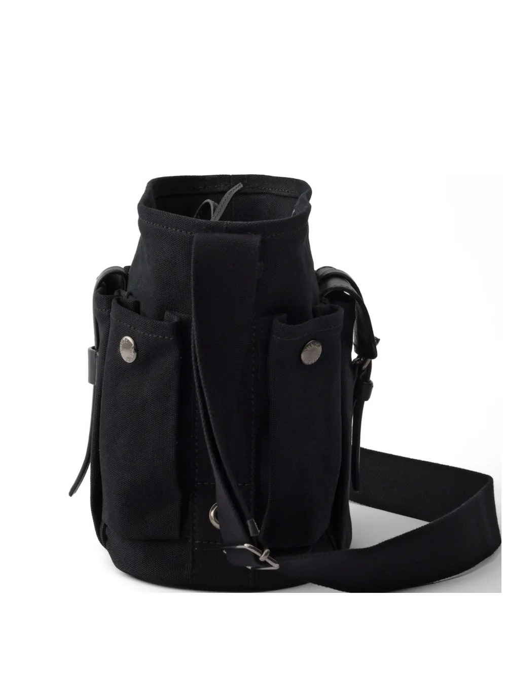 Prada Route mini canvas and leather bucket bag - Schwarz