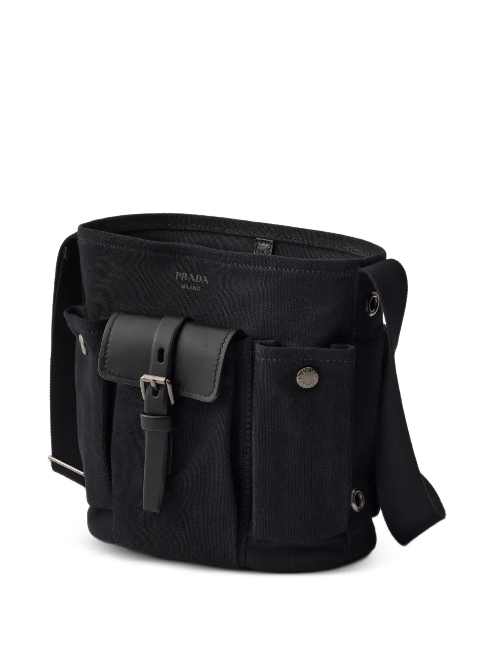 Route mini canvas and leather bucket bag