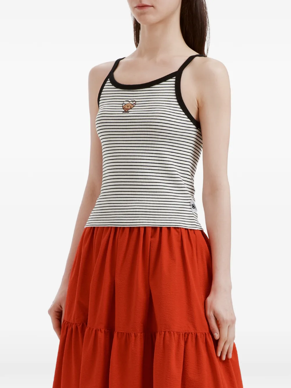  Chocoolate Striped Embroidered Top - Neutrals 
