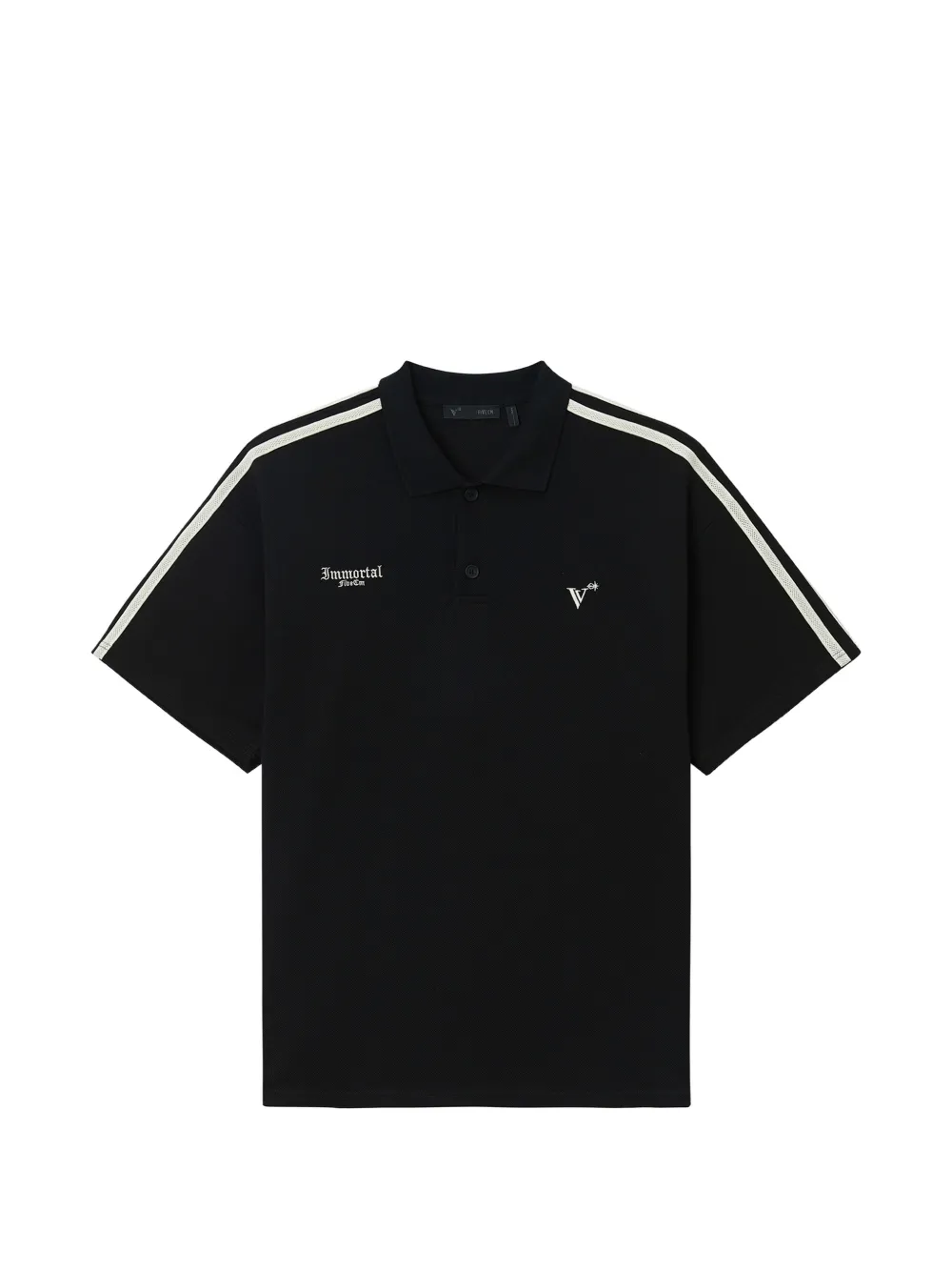 FIVE CM stripe-detail polo shirt - Schwarz