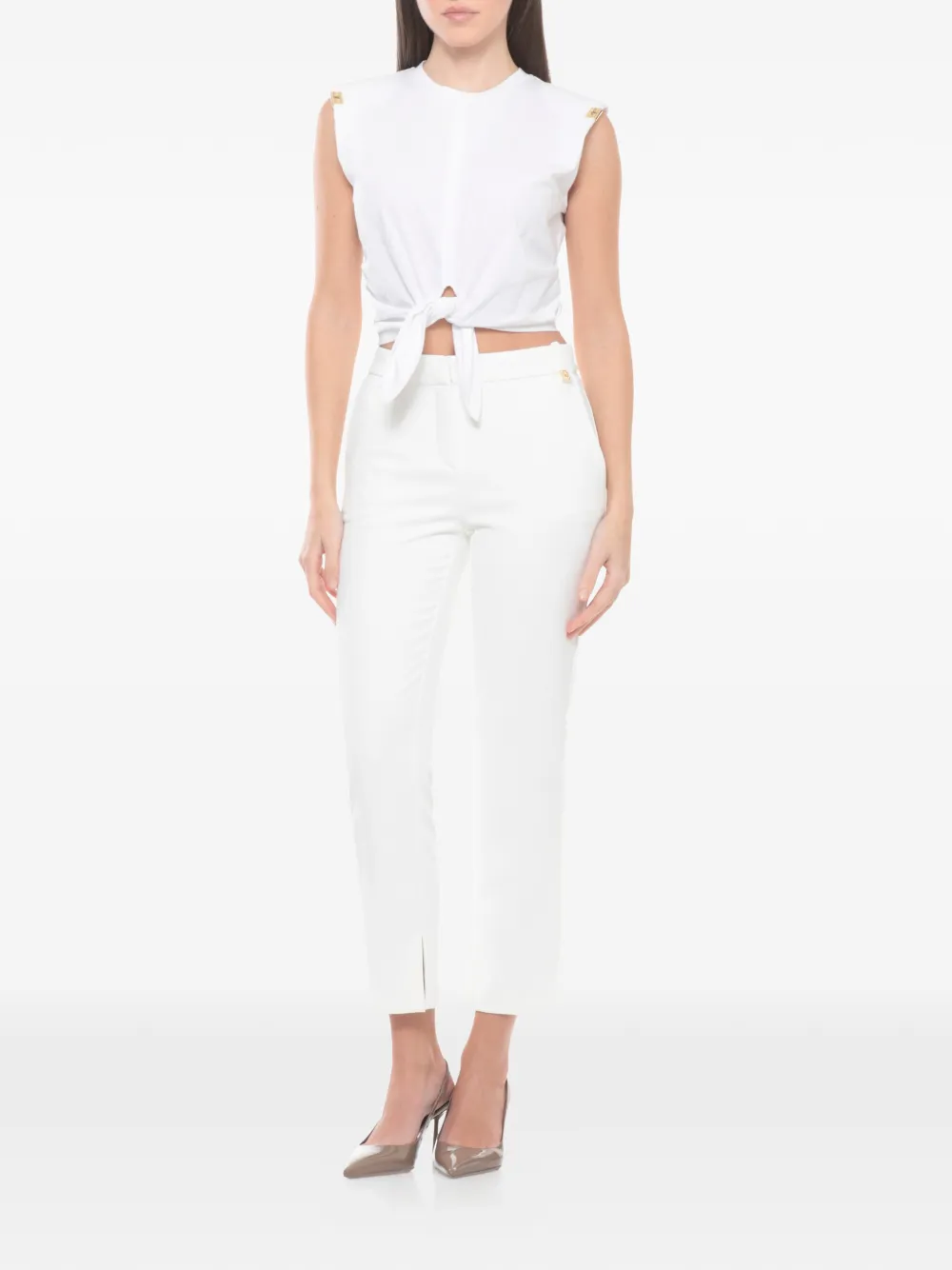 Elisabetta Franchi Broek met kettingdetail Wit