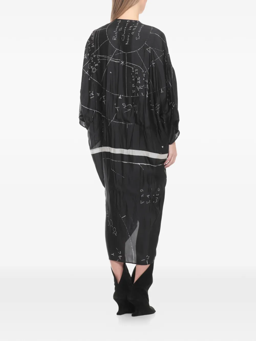 Rick Owens Asymmetrische jurk met V-hals en print Zwart
