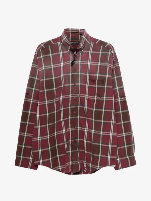 Balenciaga zip-up tartan shirt