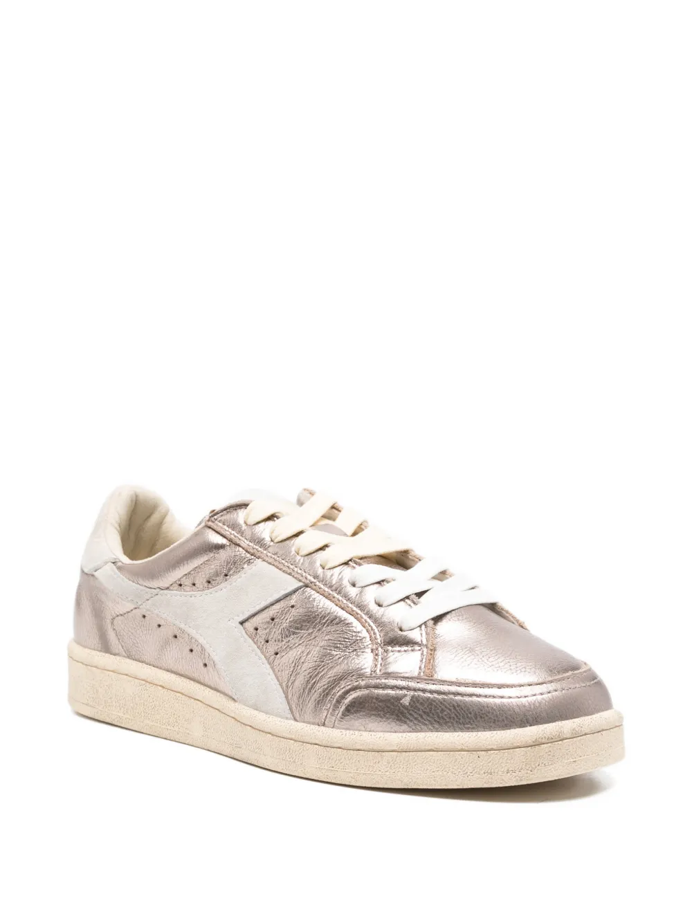 Diadora metallic-effect leather sneakers Roze