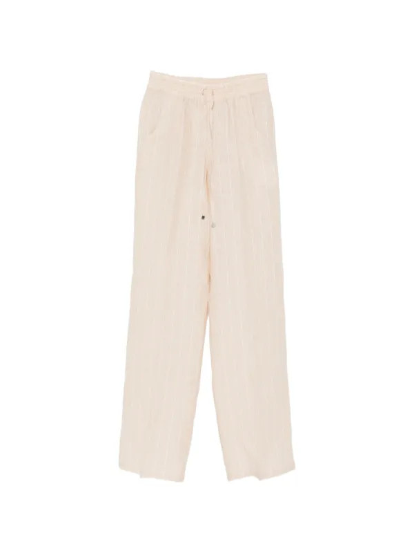 Kiton Drawstring Striped Trousers in Neutrals