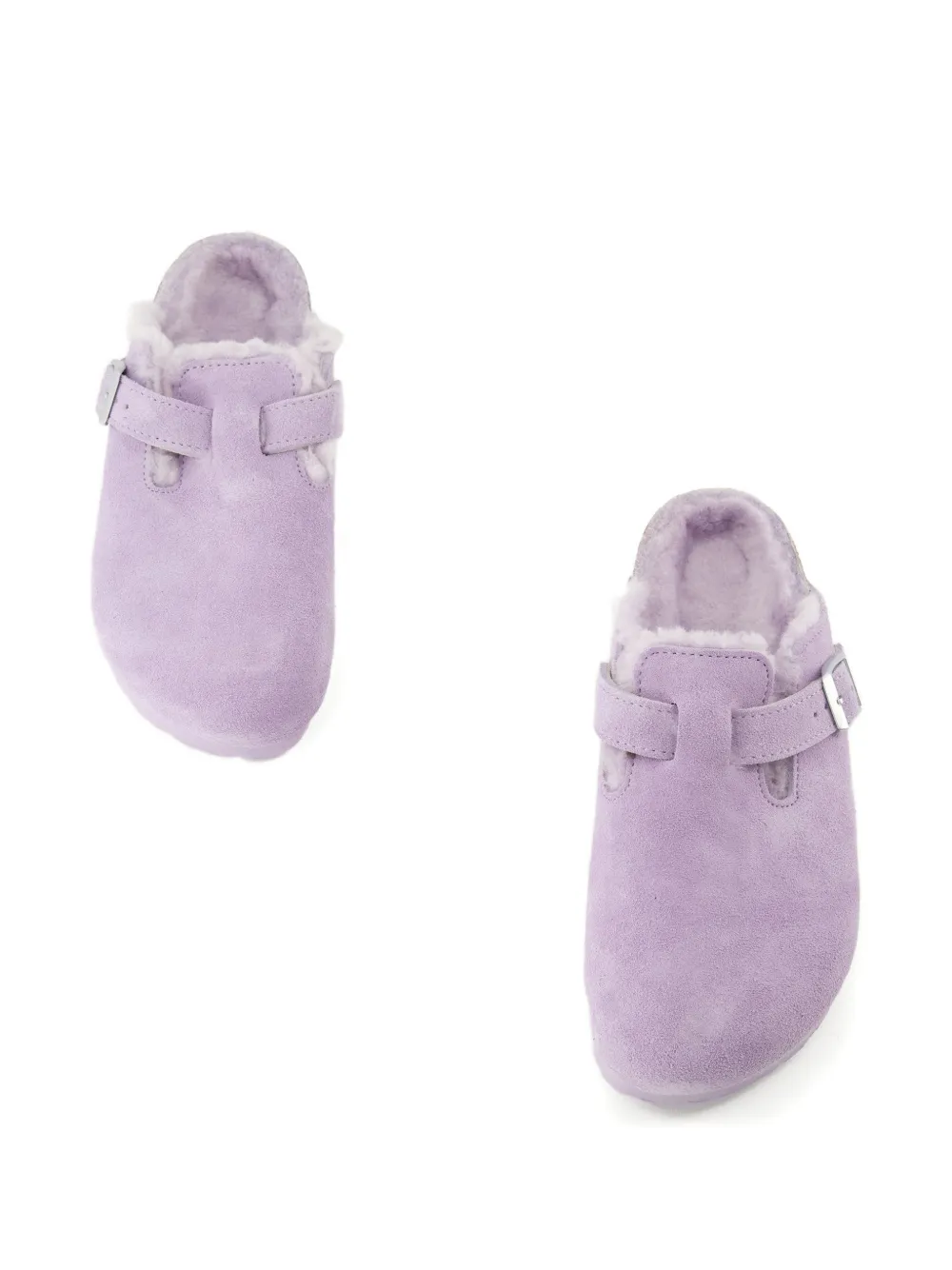 Birkenstock Boston muiltjes met lammy afwerking en gesp Paars