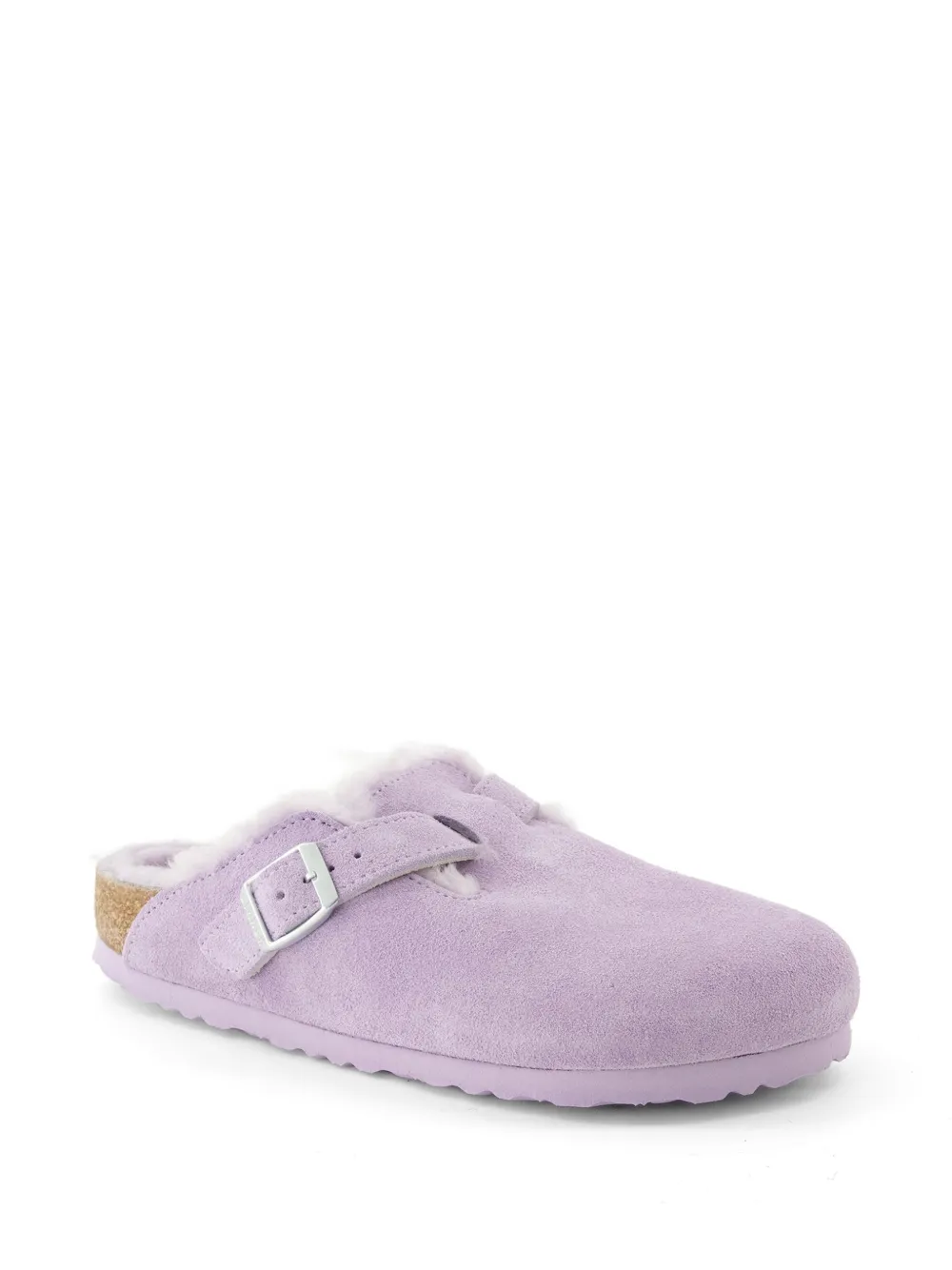 Birkenstock Boston muiltjes met lammy afwerking en gesp Paars