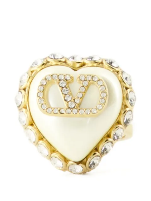 Valentino Garavani heart-shape crystal-embellished ring