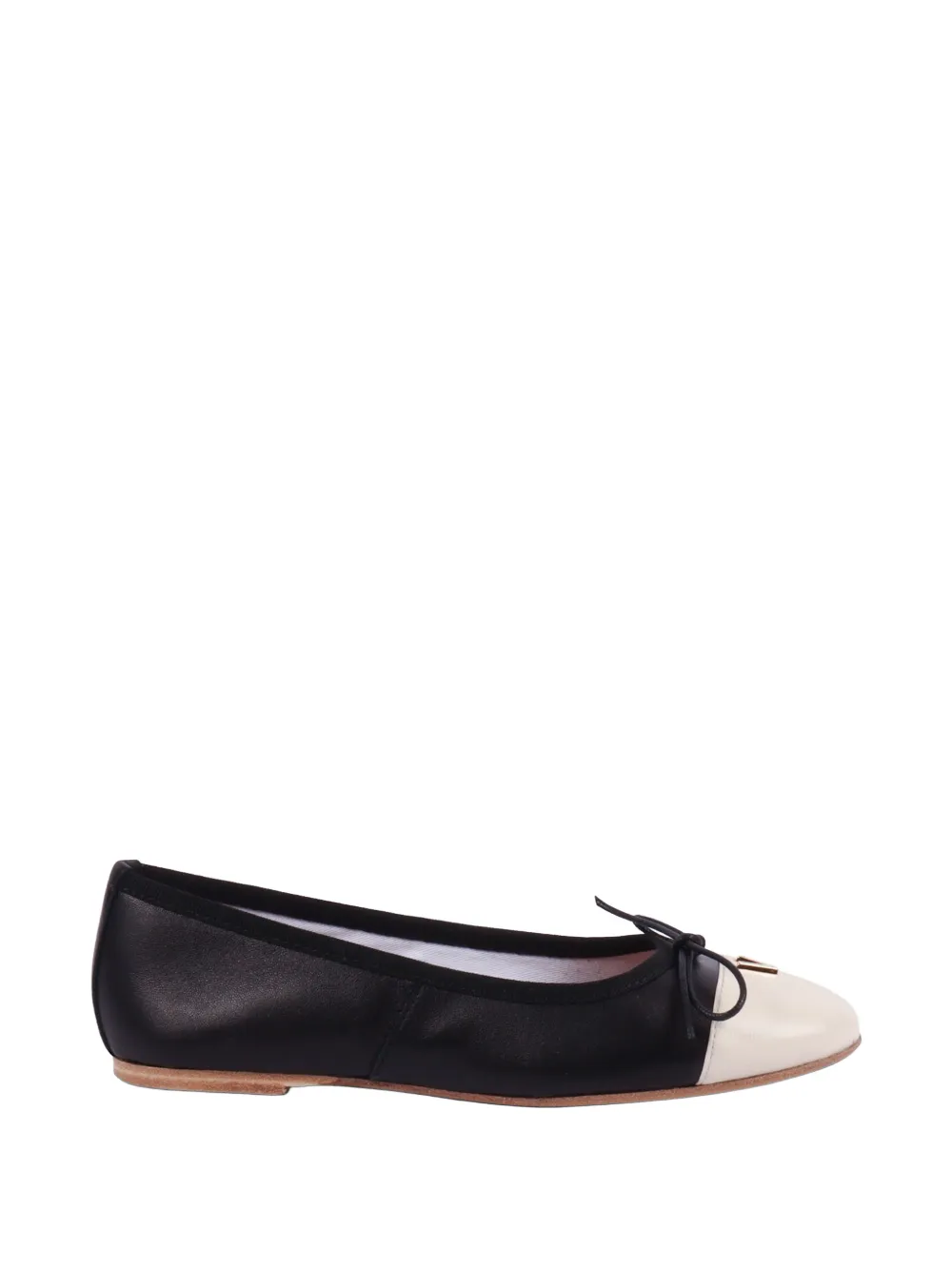 Via Roma 15 two-tone bow-detail ballet flats - Schwarz