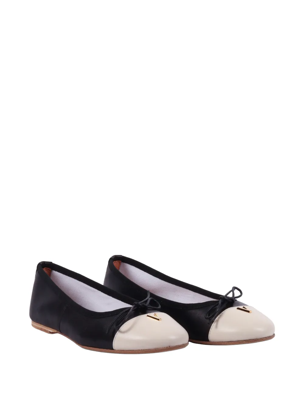 Via Roma 15 Tweekleurige ballerina's met strik Zwart