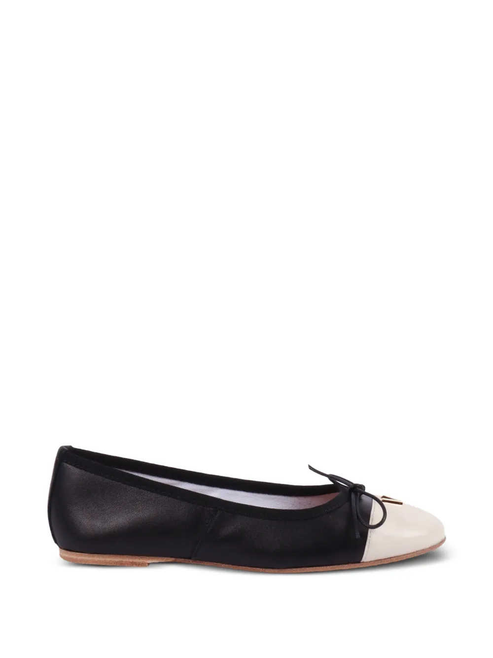 Via Roma 15 two-tone bow-detail ballet flats - Schwarz