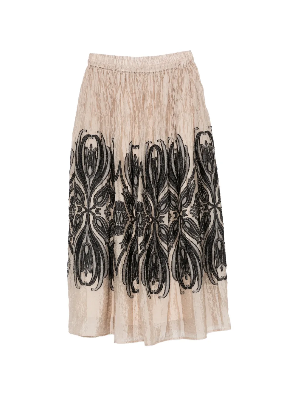 PSOPHIA embroidered crinkled midi skirt - Nude