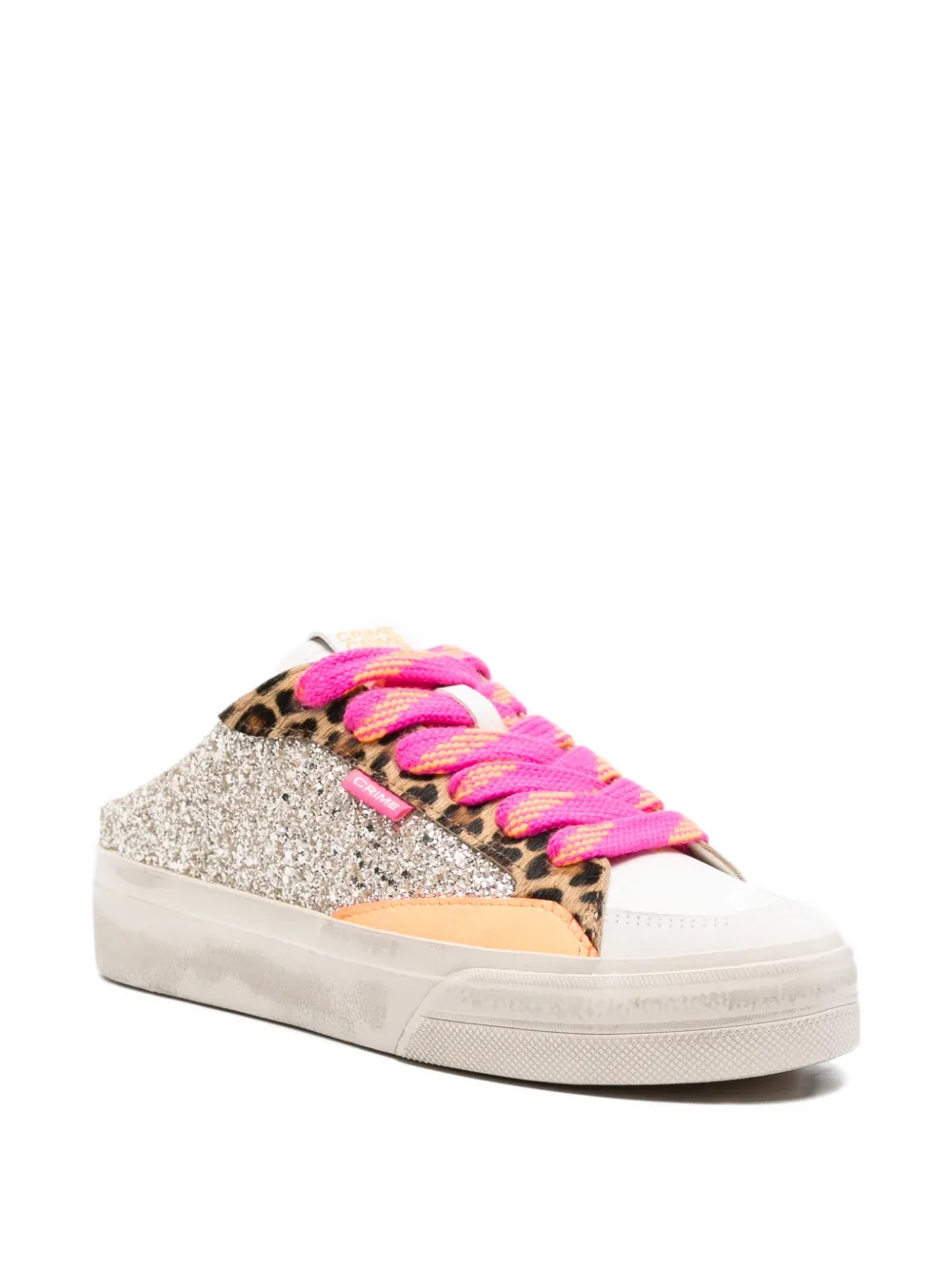 Crime London Slip-on sneakers met luipaardprint en glitter Grijs
