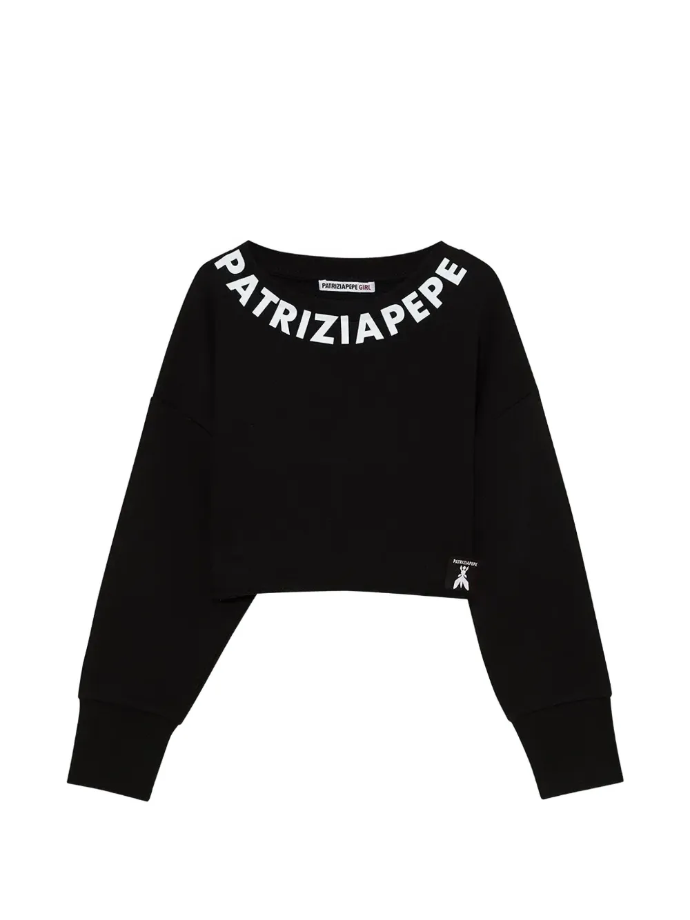 Patrizia Pepe Cropped sweater met logoprint Zwart