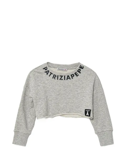 Patrizia Pepe girl sweatshirt med logo og rå kant