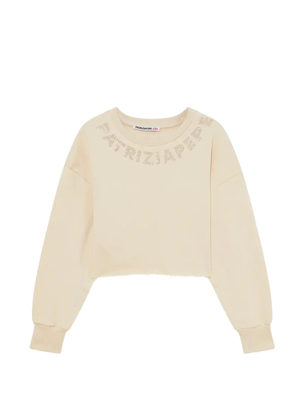 Patrizia Pepe Sweater met onafgewerkte randen en verfraaid met logo Beige