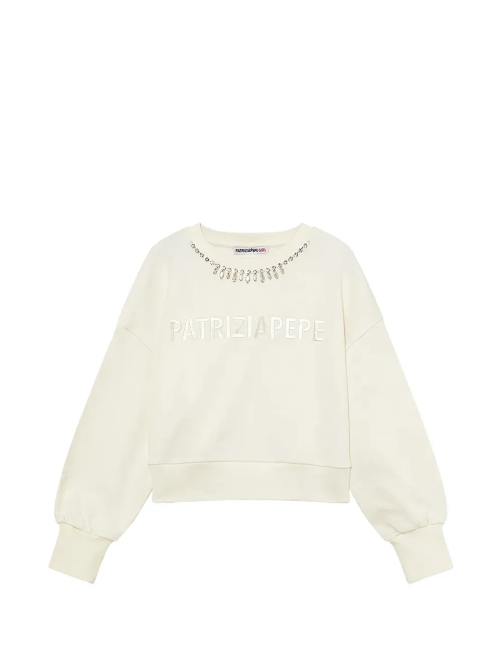 Patrizia Pepe girl crystal-embellished logo-embroidered sweatshirt - Bianco