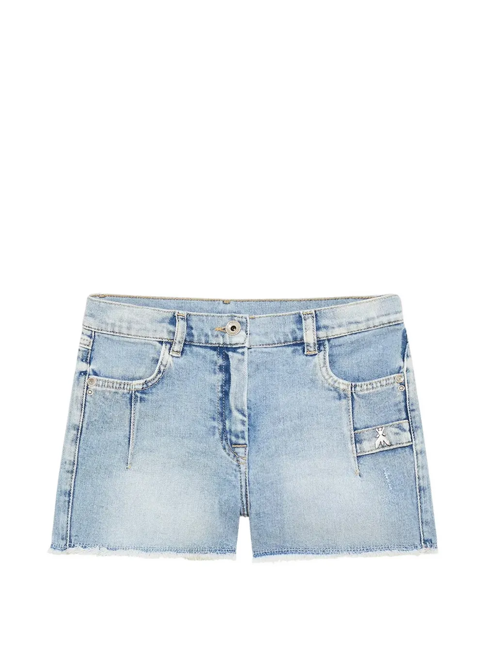 Patrizia Pepe girl Bestickte Shorts mit ausgerfranstem Saum - Blau