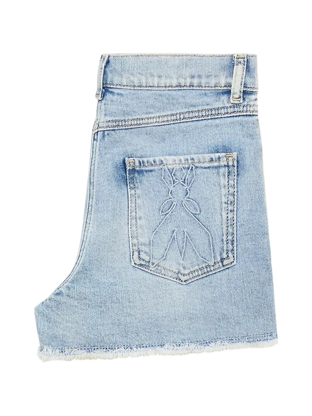 Patrizia Pepe girl Fly shorts met gerafelde zoom en borduurwerk Blauw