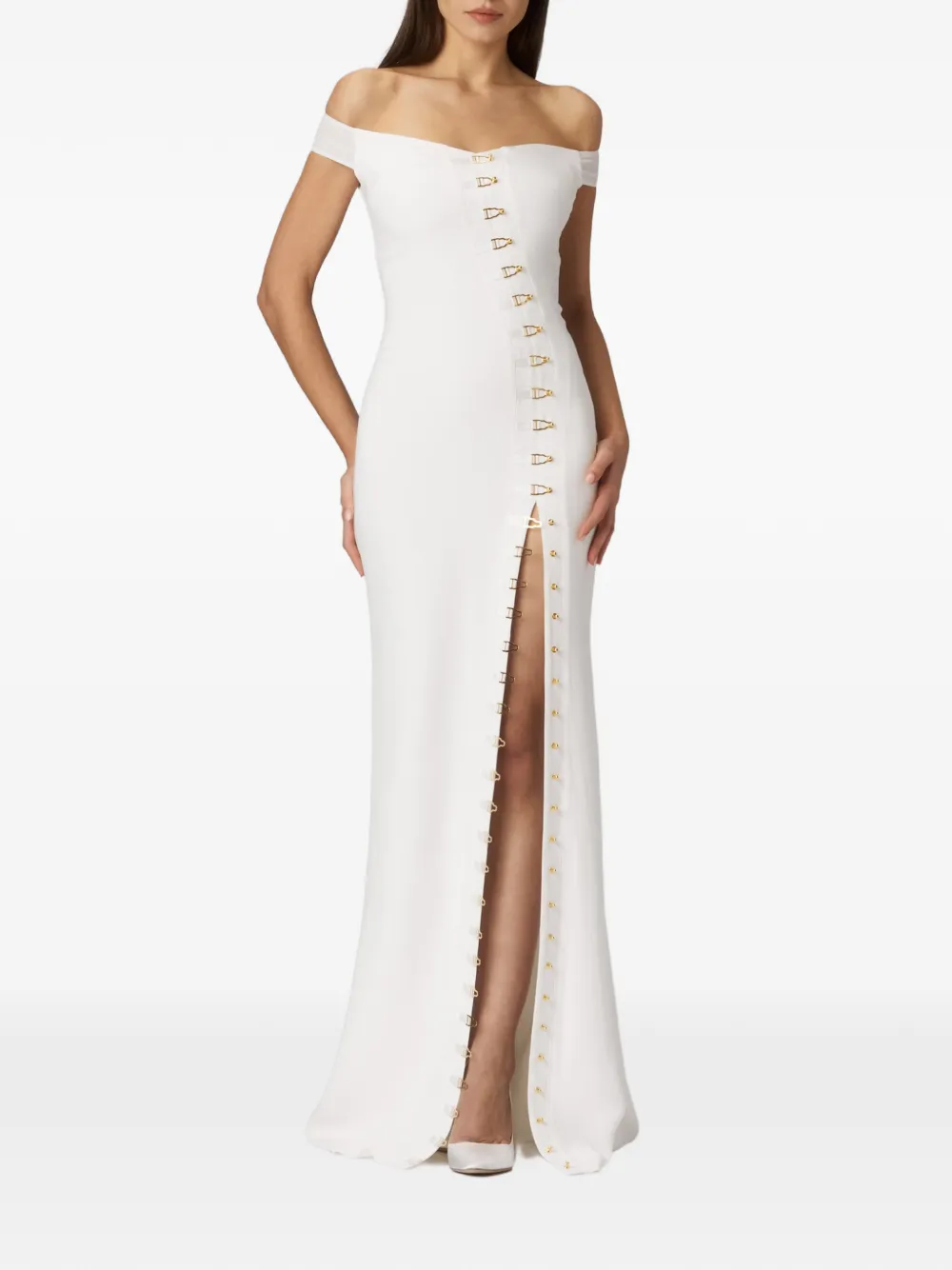  Murmur Off-shoulder Embellished Dress - White 