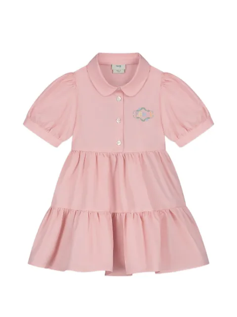 Fendi Kids appliqued tiered baby dress