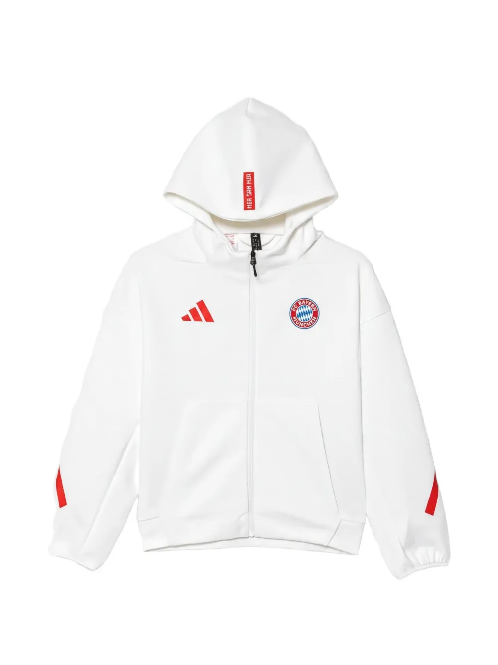 adidas Kids Felpa Fc Bayern Anthem con cappuccio - Bianco