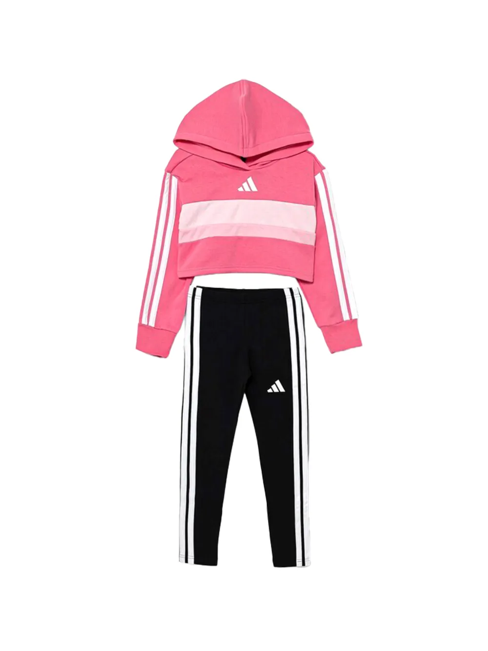 adidas Kids striped hooded tracksuit - Rosa