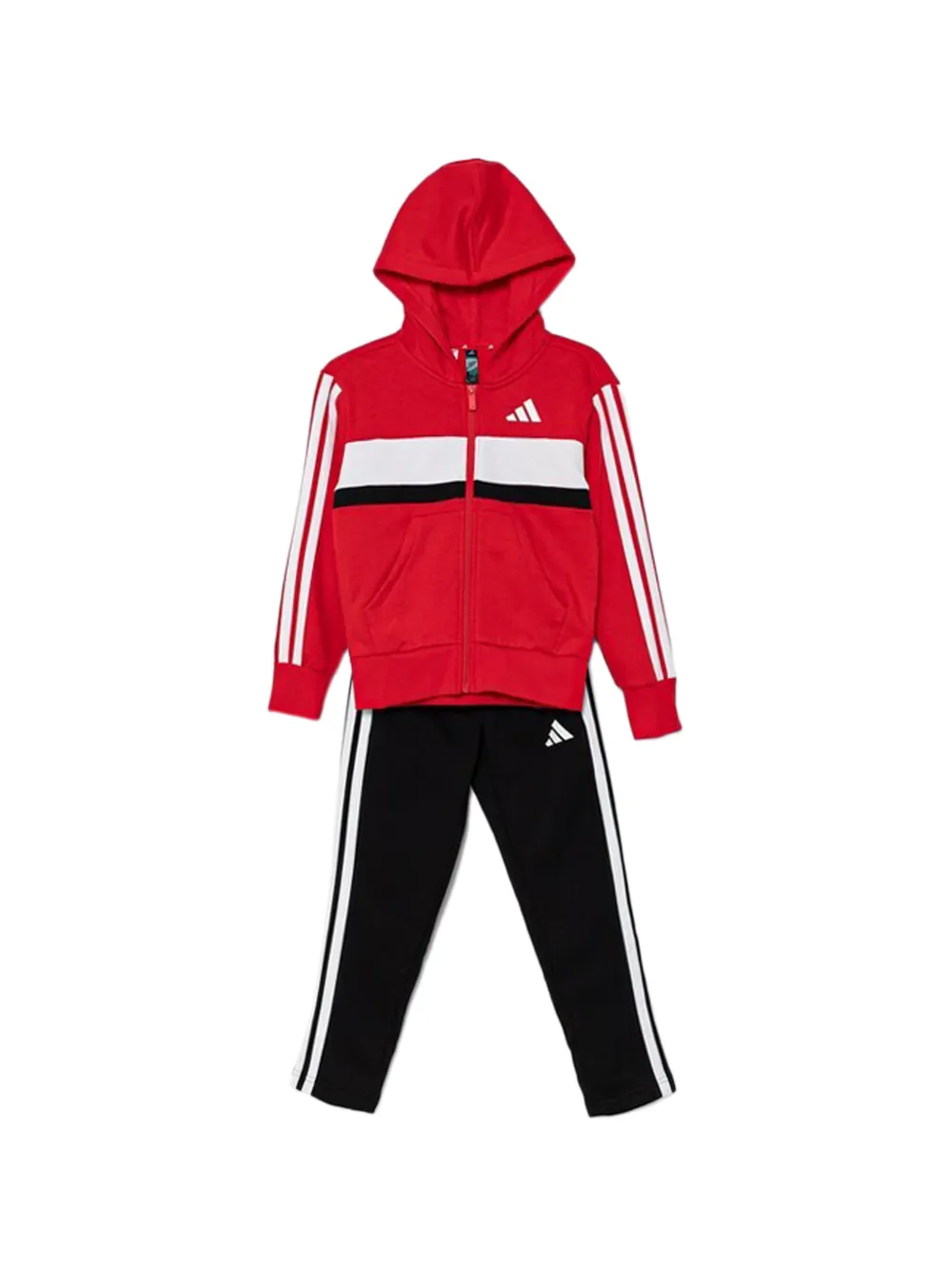 adidas Kids striped hooded tracksuit - Rosso