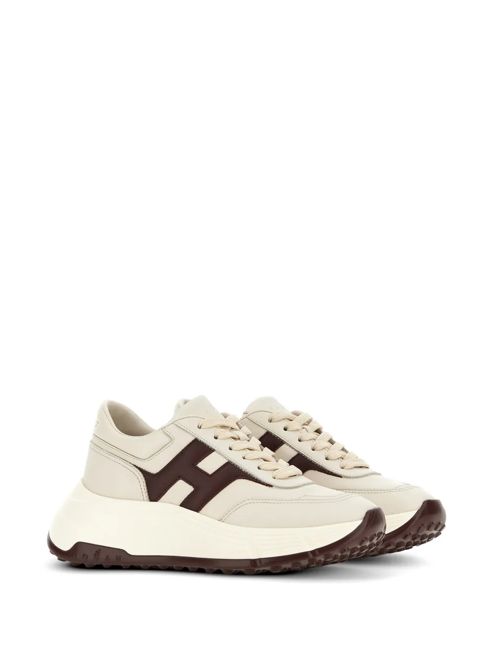Hogan Sneakers met plateauzool en applicatie Beige
