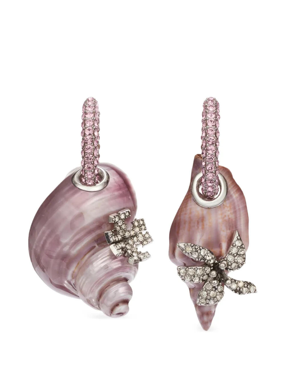 Tory Burch Curiosity Shell hoop earrings - Argento