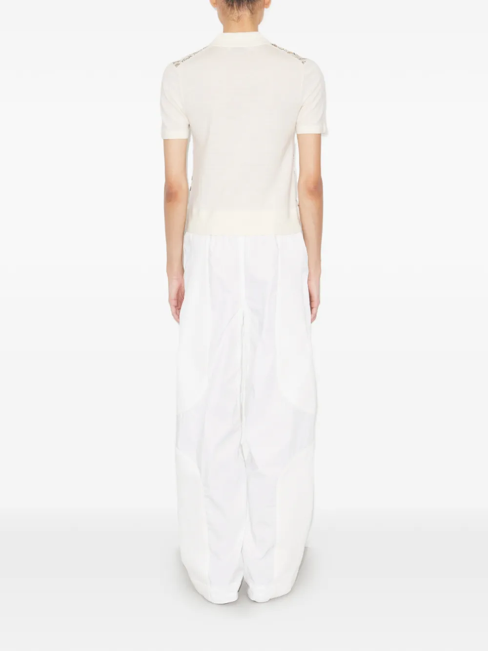  Tory Burch Silk Front Polo - White 