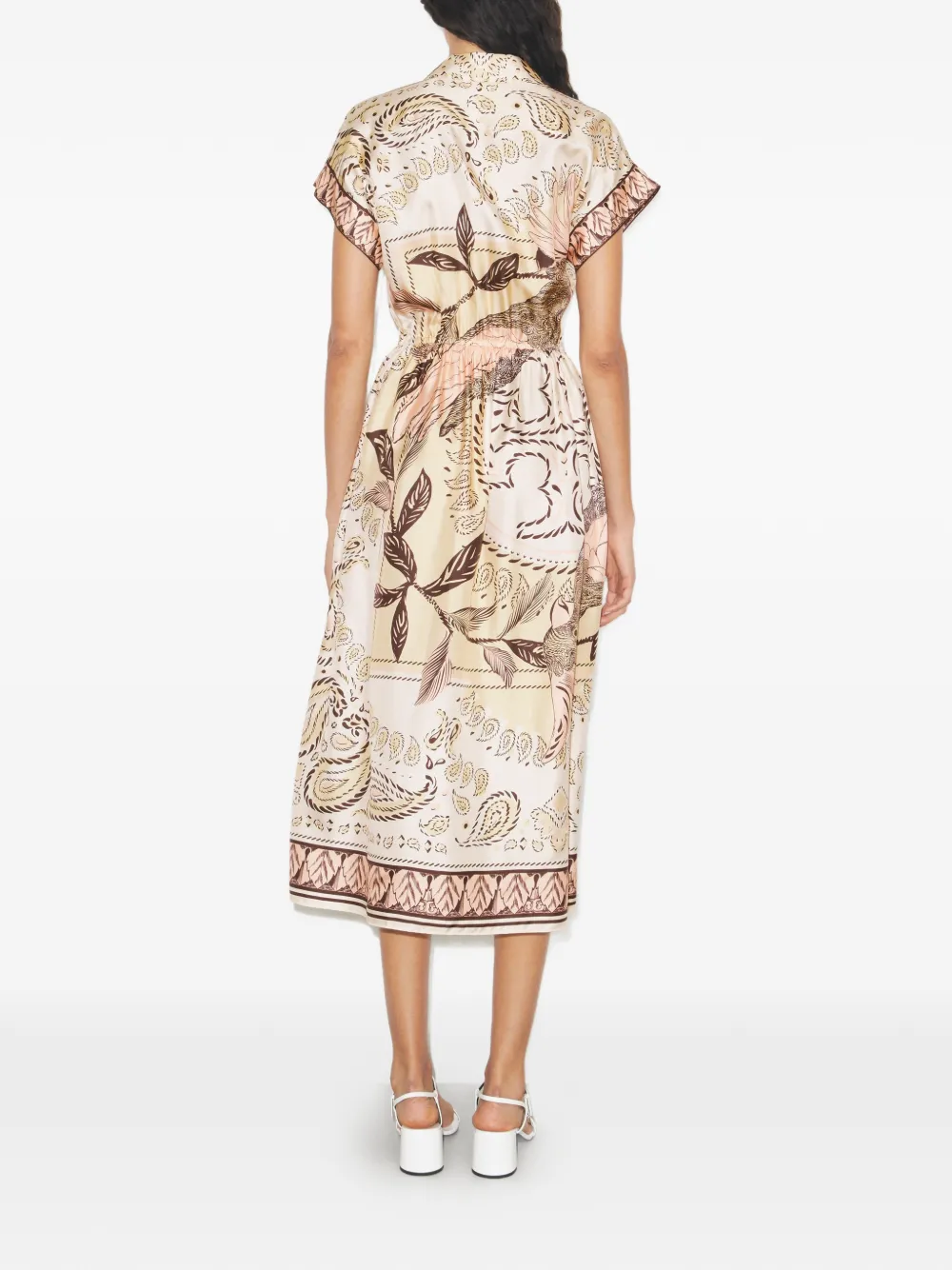 Tory Burch Getailleerde zijden blousejurk Beige